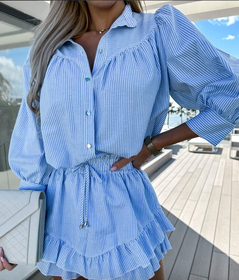 LYNN | Blouse rayée et jupe à volants