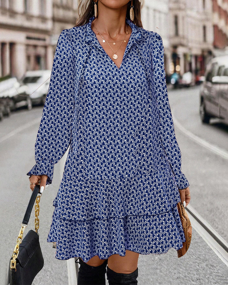 MARY | Robe à manches longues à imprimé chic