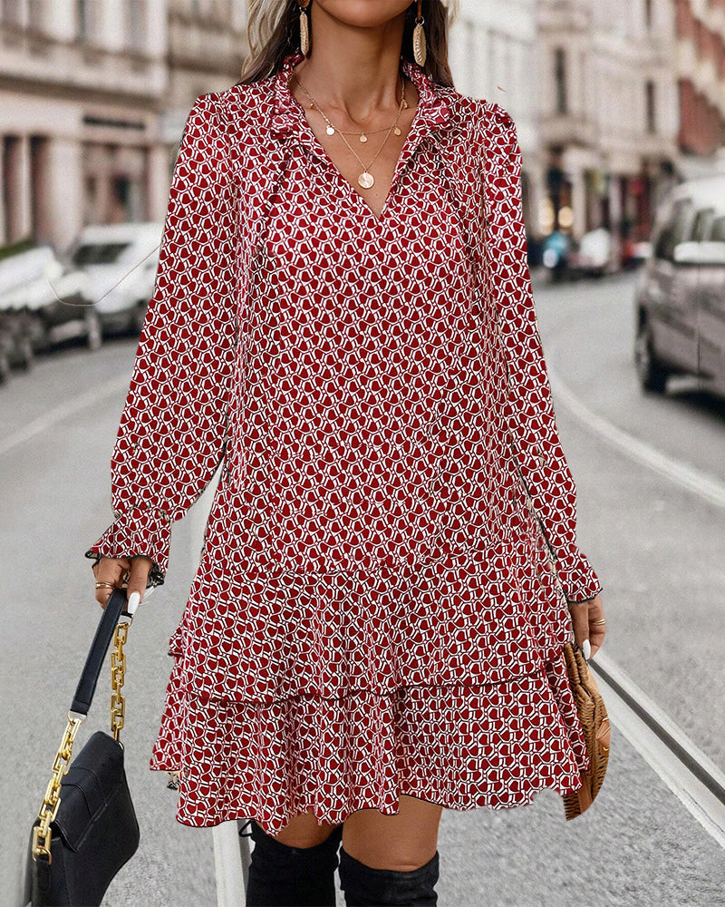 MARY | Robe à manches longues à imprimé chic