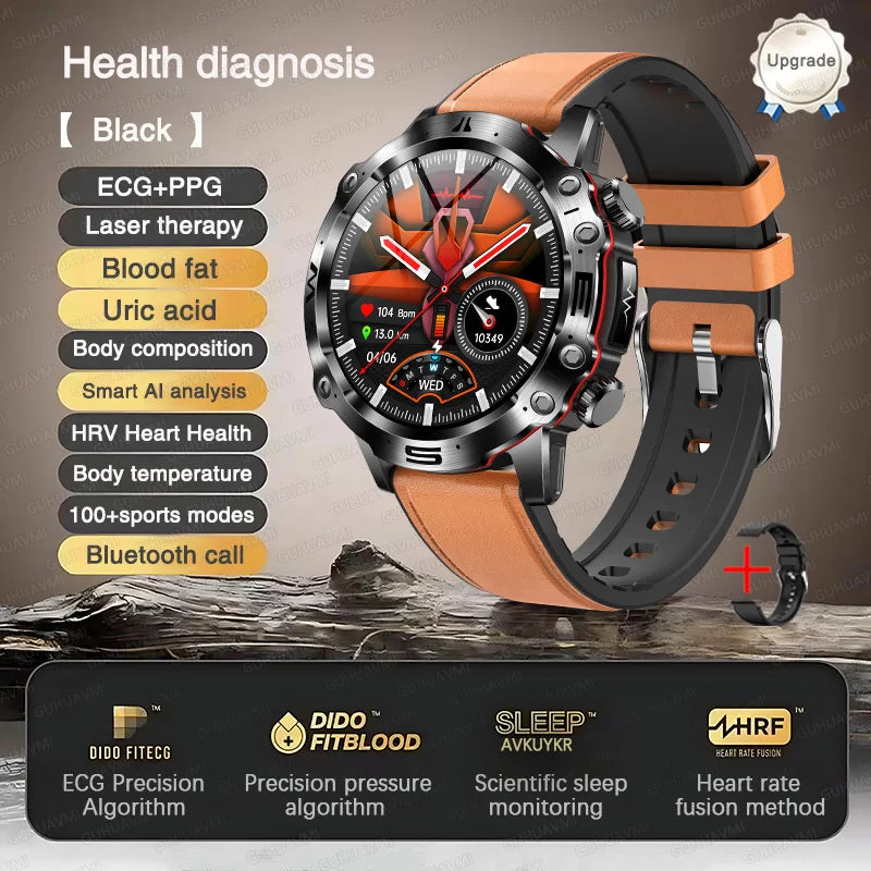 2025 New For Huawei Laser Therapy Blood Lipids Uric Acid Smart Watch Men ECG+PPG Precise Blood pressure Health Monitor Watches