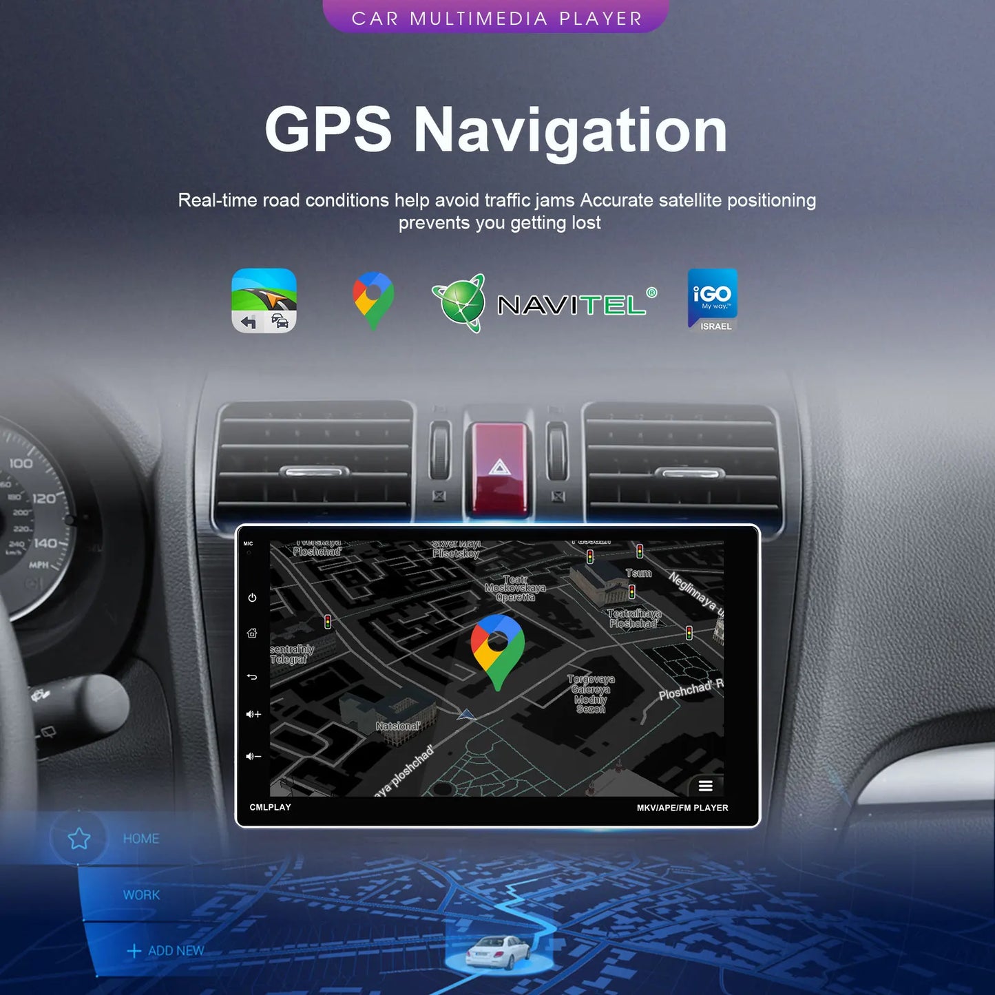 Hikity Universal 9" car Radio 1din Android car Radio Carplay Rotatable Screen Bluetooth FM Radio Receiver Support TF/USB