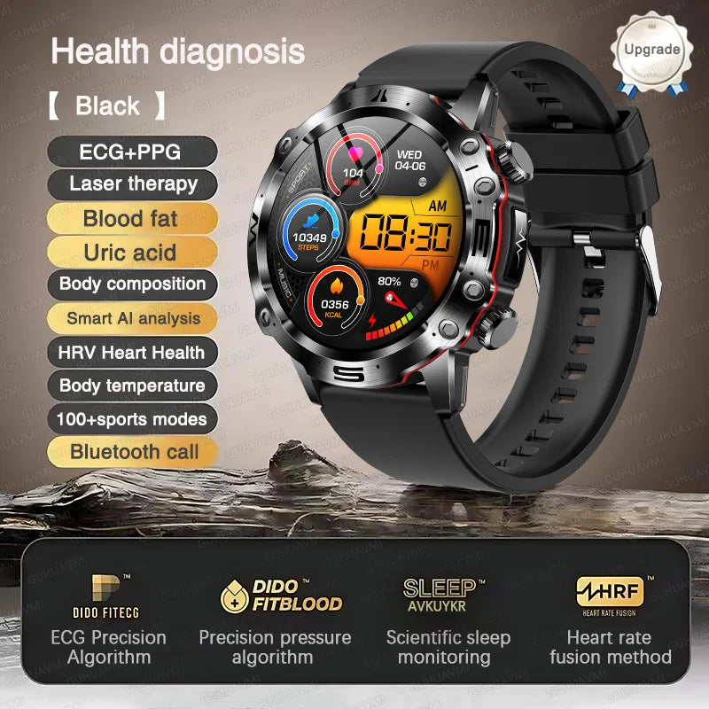 2025 New For Huawei Laser Therapy Blood Lipids Uric Acid Smart Watch Men ECG+PPG Precise Blood pressure Health Monitor Watches