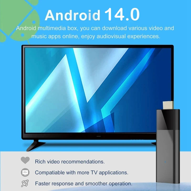 Clé TV intelligente Q12 8K Android 14, boîtier TV Allwinner H313, double Wifi 5G 8 go 32 go 64 go 128 go, lecteur multimédia BT Google Voice décodeur
