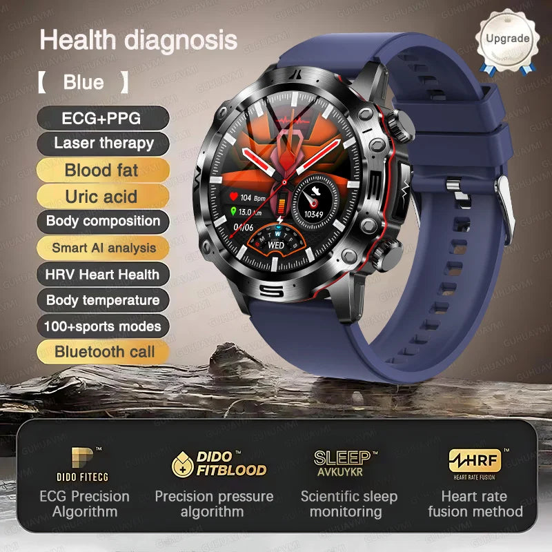 2025 New For Huawei Laser Therapy Blood Lipids Uric Acid Smart Watch Men ECG+PPG Precise Blood pressure Health Monitor Watches