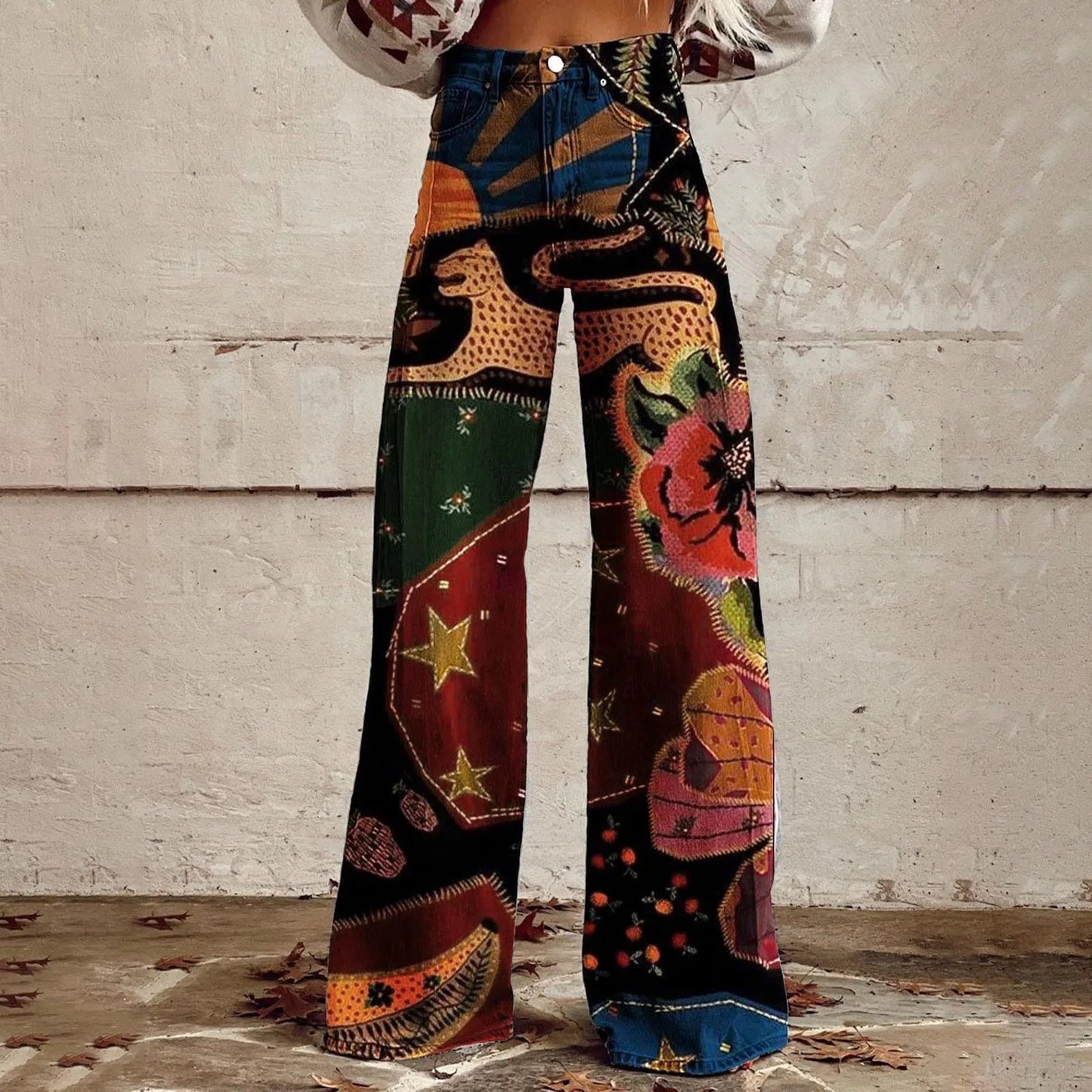 Vintage Boho Pantalon– Style Rétro Unique