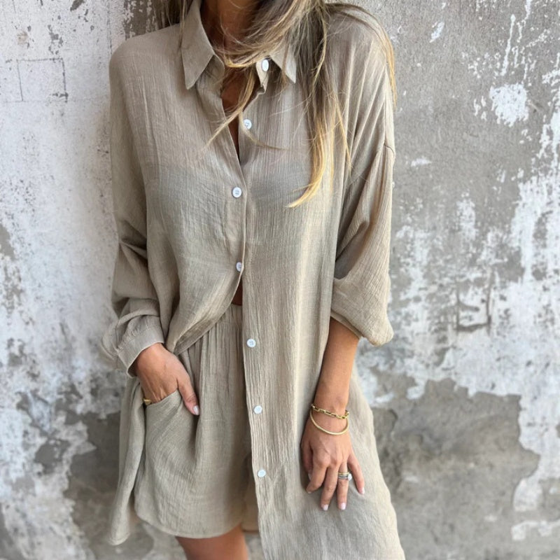 DONNA | Blouse élégante à manches longues et short