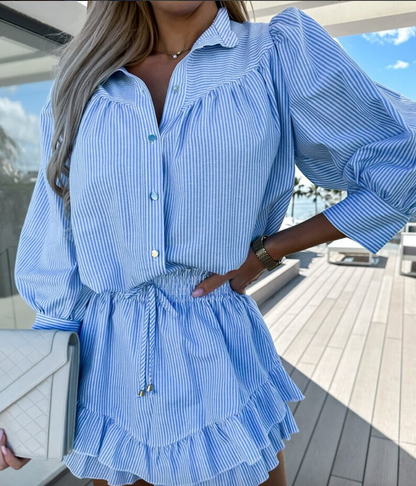 LYNN | Blouse rayée et jupe à volants