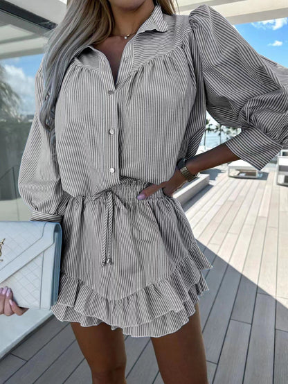 LYNN | Blouse rayée et jupe à volants