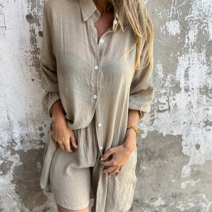 DONNA | Blouse élégante à manches longues et short