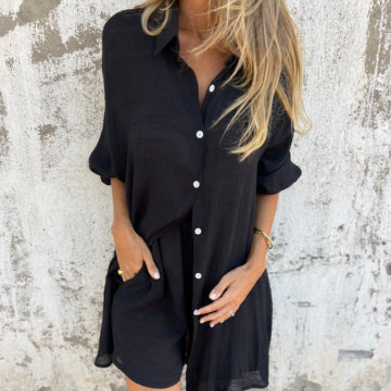 DONNA | Blouse élégante à manches longues et short