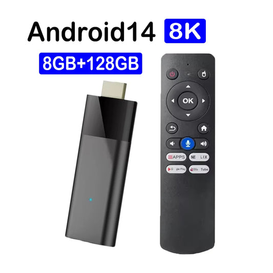 Clé TV intelligente Q12 8K Android 14, boîtier TV Allwinner H313, double Wifi 5G 8 go 32 go 64 go 128 go, lecteur multimédia BT Google Voice décodeur