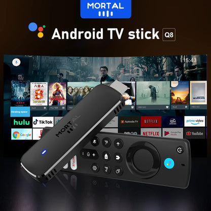 Mortal Android 14 TV Stick Full HD 4K 1080P WiFi 6 Google Voice NETFLIX Youtube Q8 BT5 24Fps Draadloze Video Decode Media Player