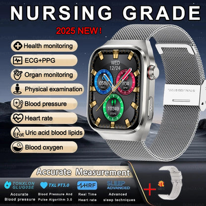 2025 New For XIAOMI Uric acid Blood lipids Smart Watch Men ECG+PPG Blood pressure Blood oxygen Bluetooth Call Health Smartwatchs