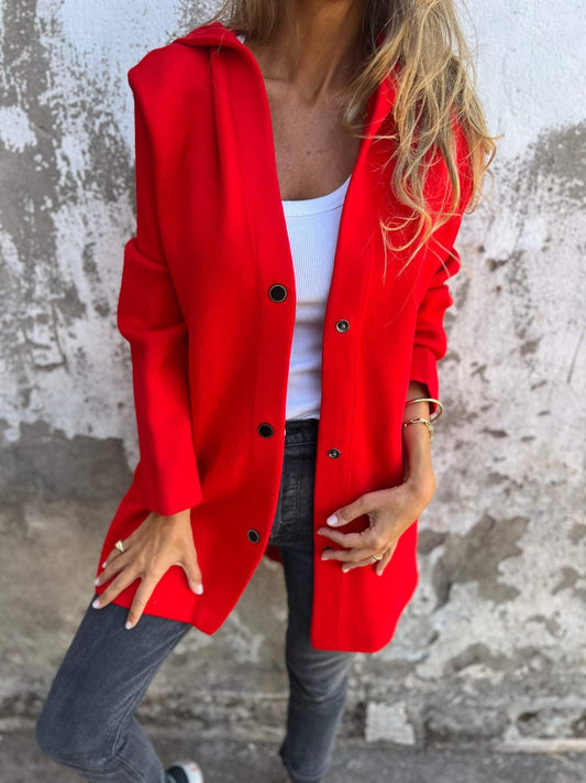 ADRIANA | CARDIGAN TRICOTÉ AVEC BOUTONS ET CAPUCHE